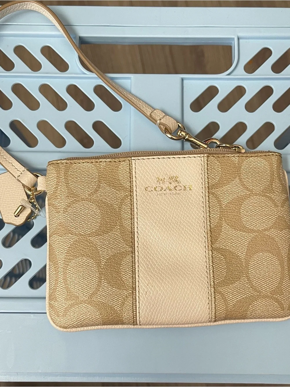 Coach Signature Tan Wristlet
